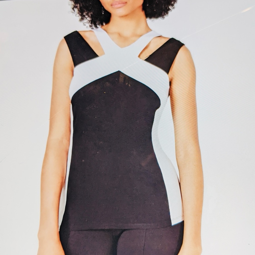 INC Top Tank Crisscross Dramatic Cutout Rayon Spandex Knit NWT Sz L